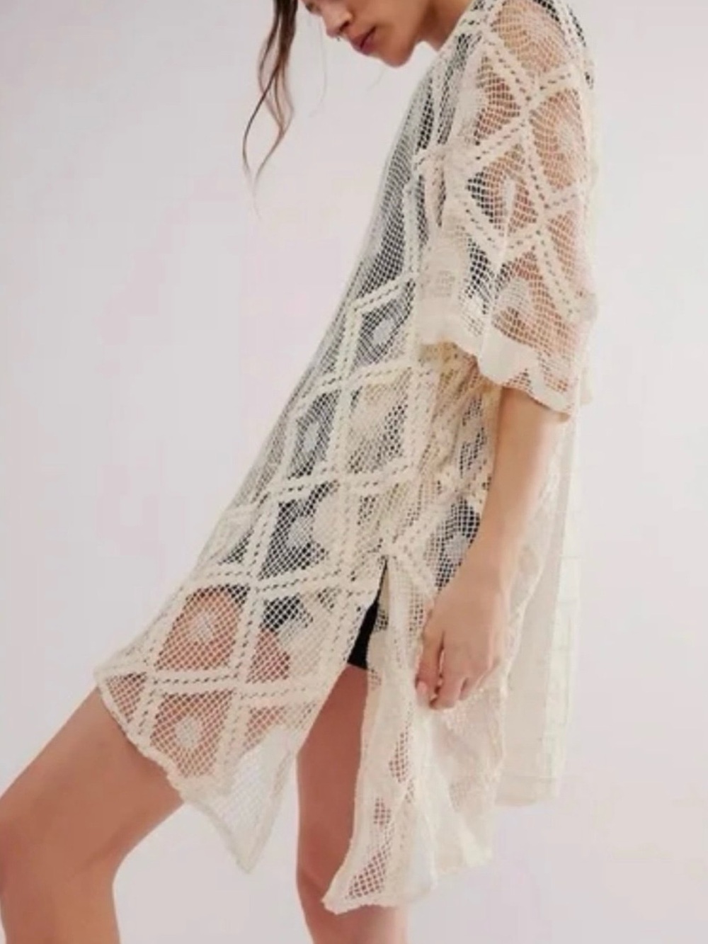 Free People Sunshine Crochet Kaftan Beach cover up NWT